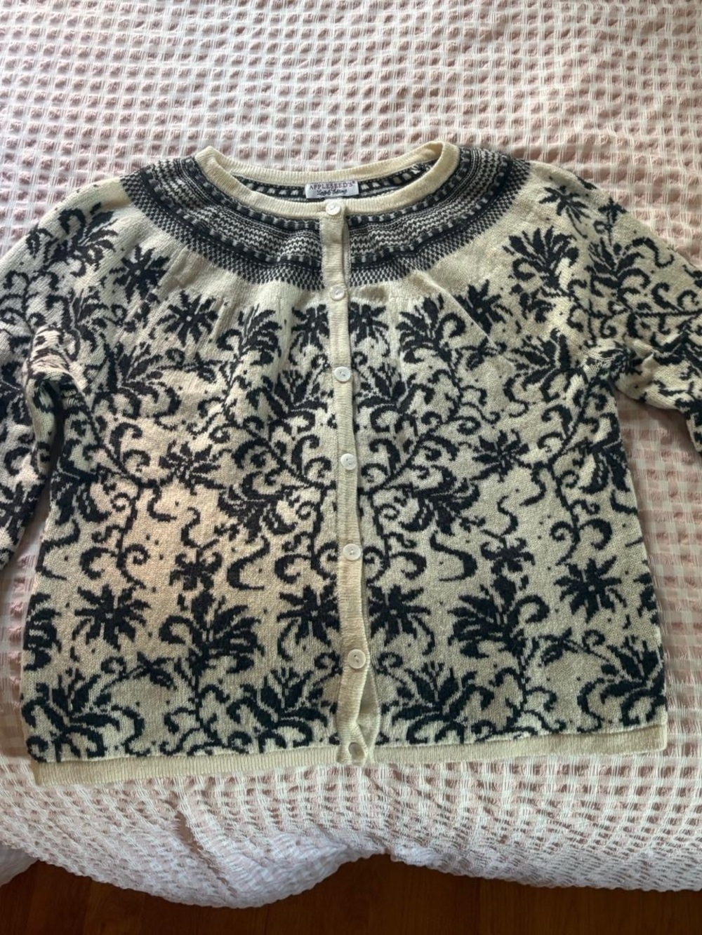 Appleseed's Black & Cream Floral Jacquard Cardigan